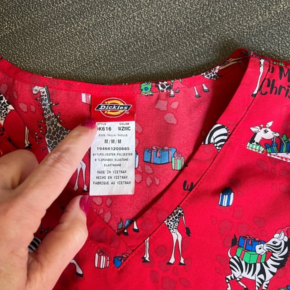 “We Wish Zoo a Merry Christmas” Scrub Top - Picture 3 of 5